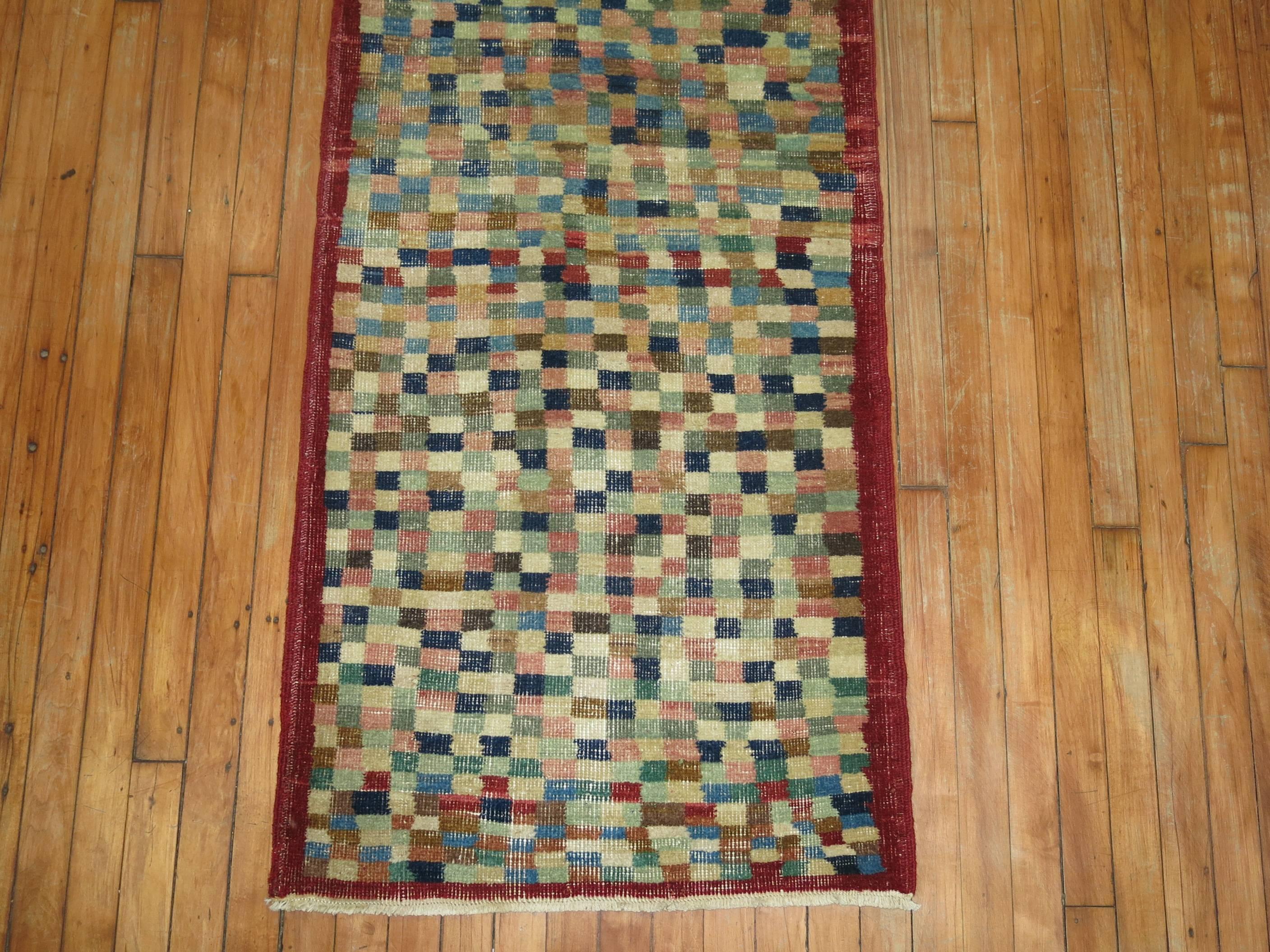 Vintage Turkish Deco Runner In Good Condition For Sale In New York, NY