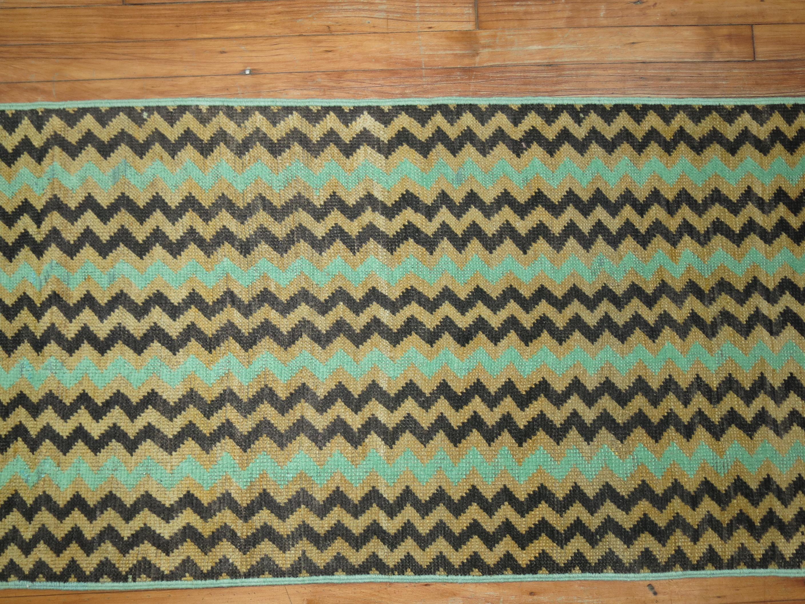 Wool Vintage Turkish Deco Runner For Sale