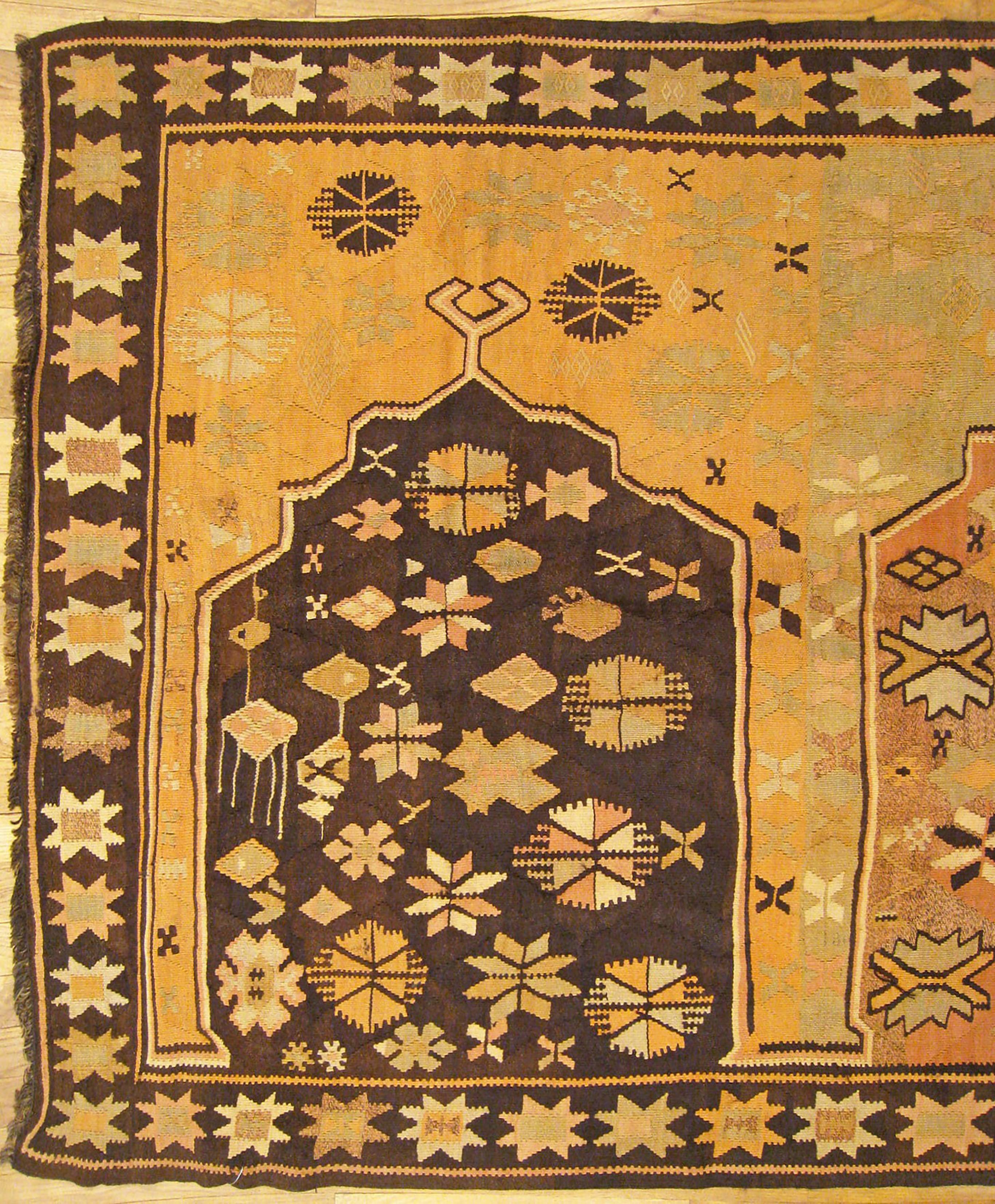 Mid-20th Century Vintage Turkish Decorative Oriental Kilim Rug in Gallery Size For Sale