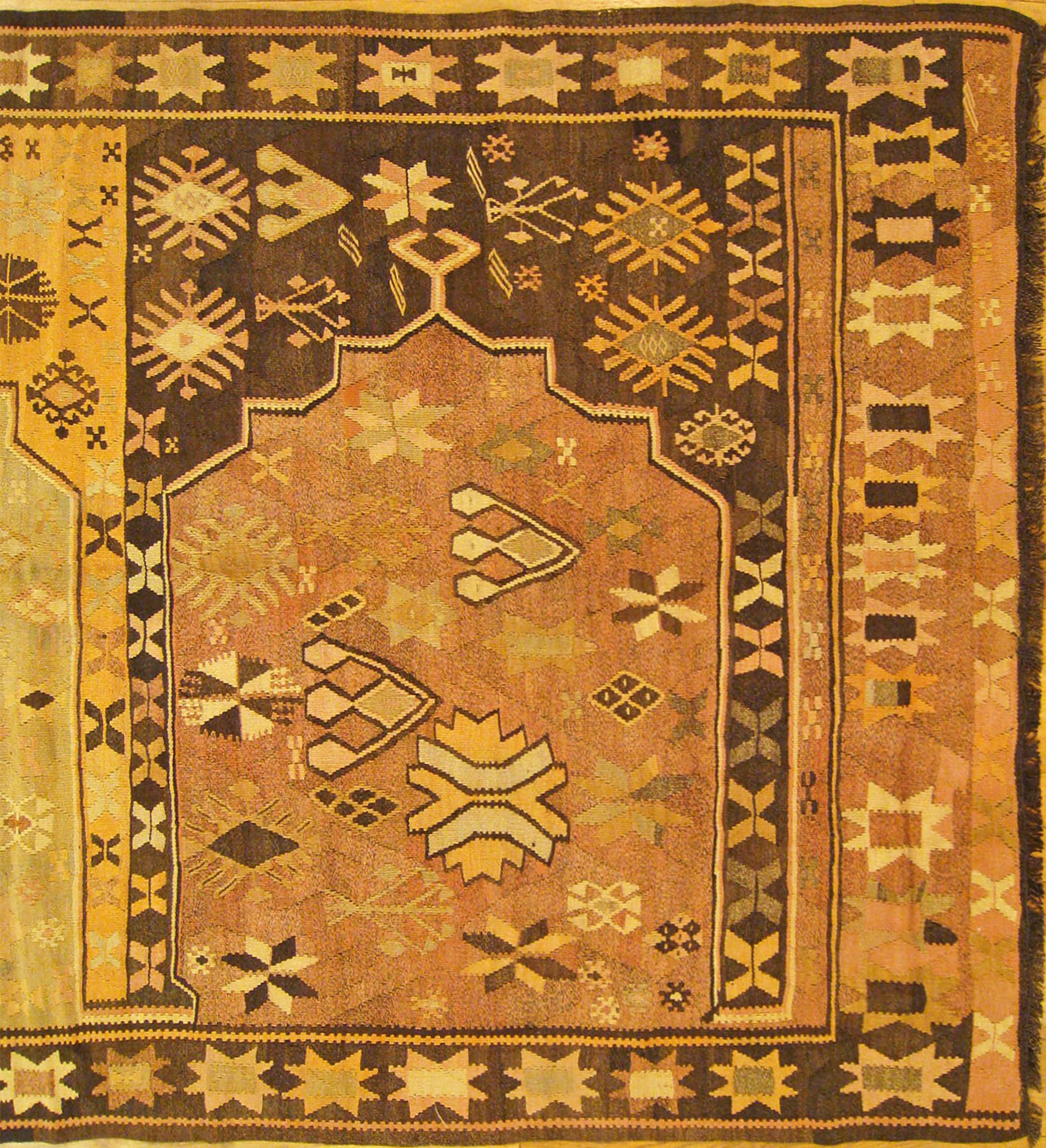 Türkischer dekorativer orientalischer Kelim-Teppich in Galeriegröße im Angebot 2
