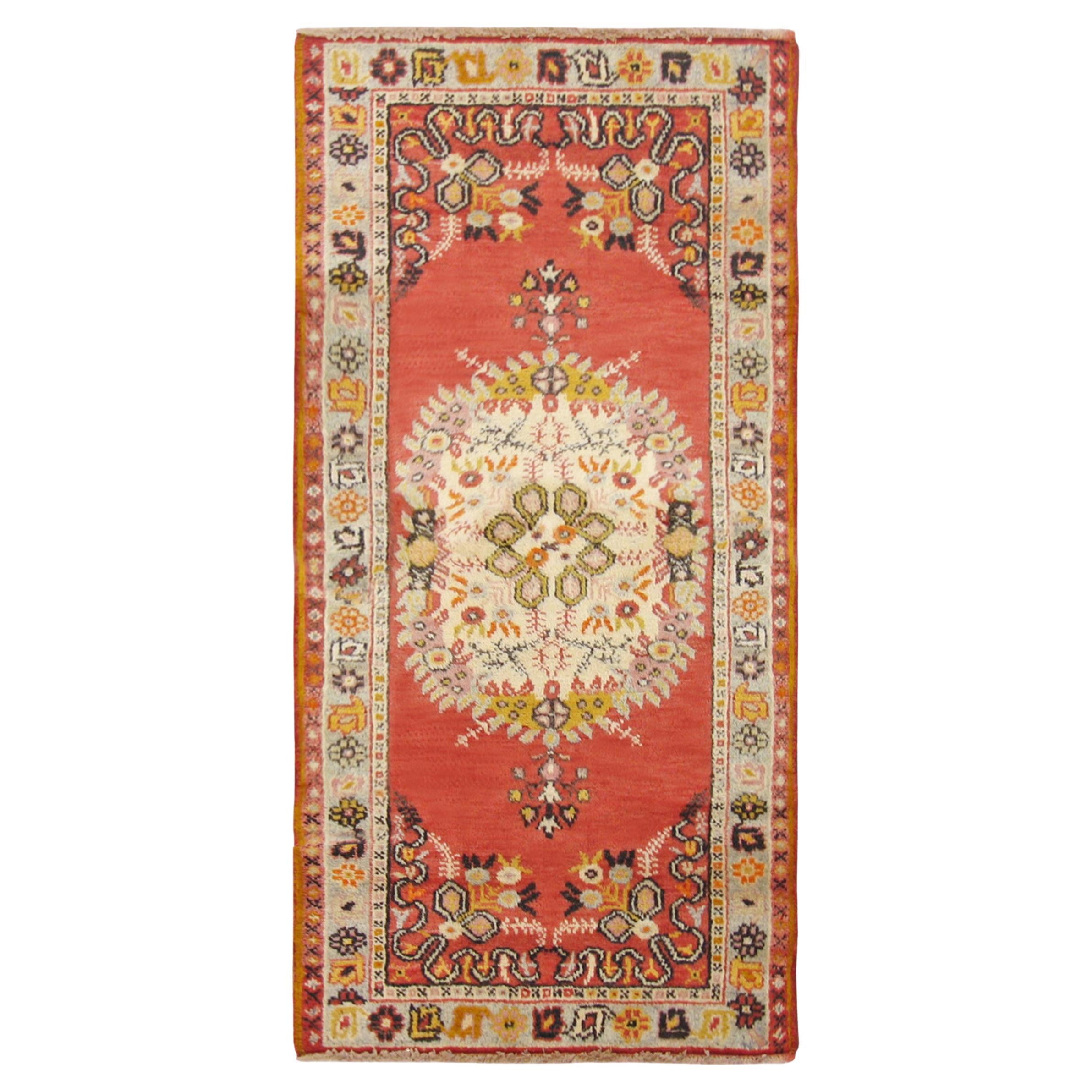 Tappeto decorativo turco vintage orientale Oushak in formato runner