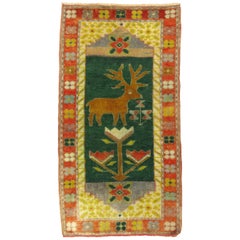 Vintage Turkish Deer Rug