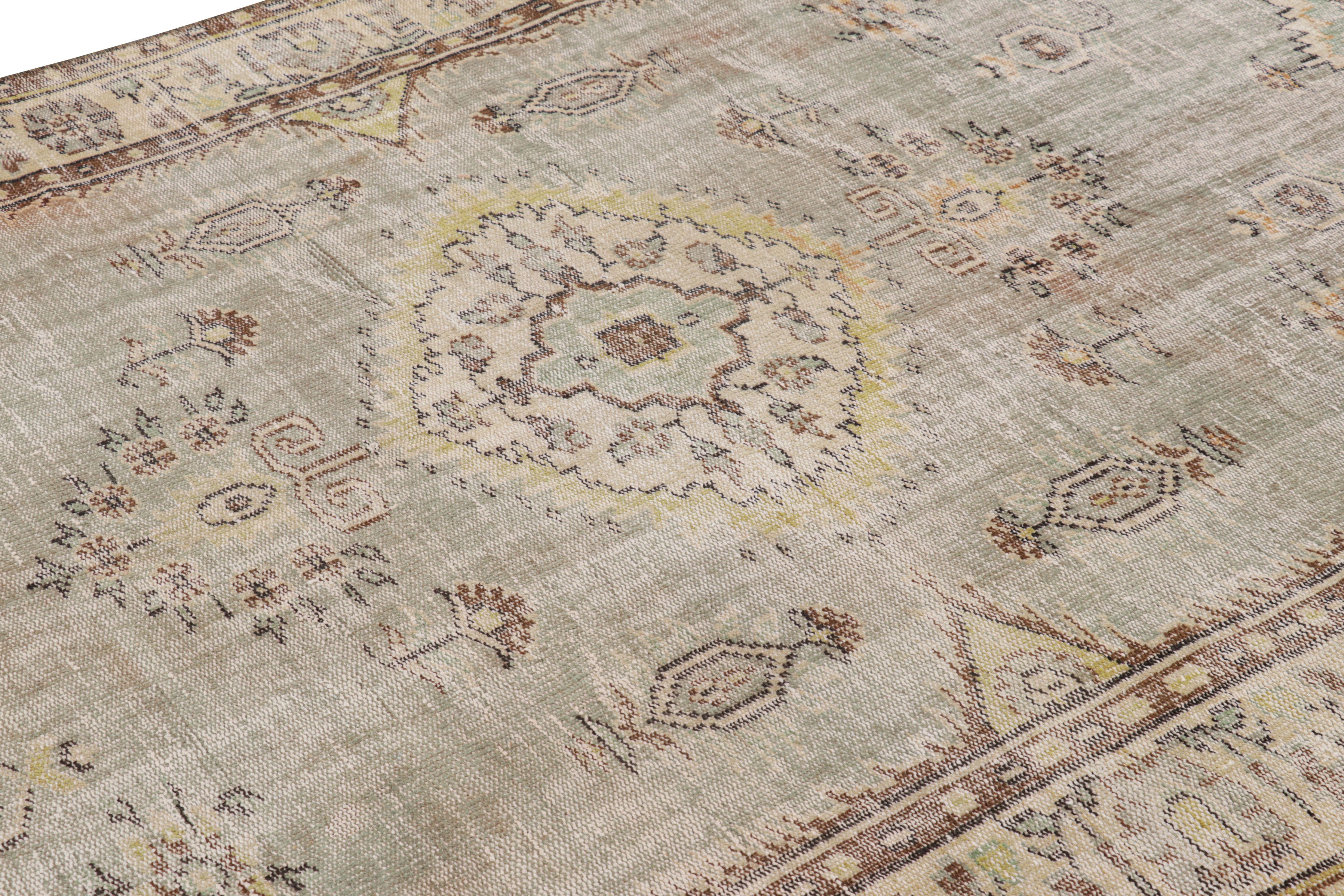 Hand-knotted in wool, this 6x9 vintage Turkish rug is from that collection of mid-century rugs with antique washes giving them that old-world, almost distressed look to them.  

On the Design: 

From a new curation of exciting pieces, all overdyed