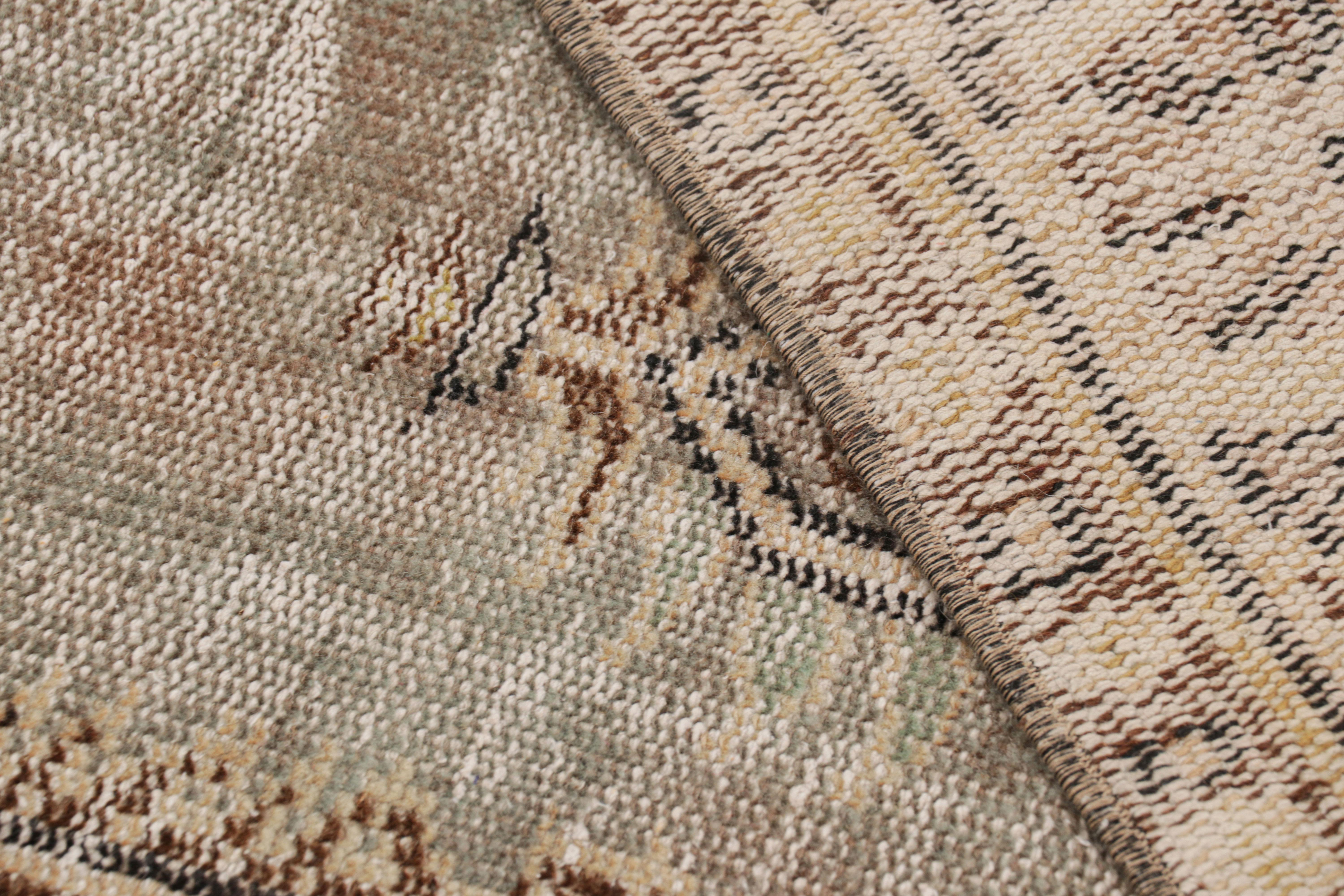 Vintage Turkish Distressed Rug in Beige-Brown with Medallion, from Rug & Kilim For Sale 2