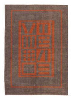 Vintage Turkish Distressed Rug in Brown & Orange Geometric Motifs - Rug & Kilim