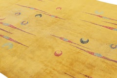 Vintage Zeki Müren Rug, Bold and Playful Geometric Pattern on Gold - Rug & Kilim