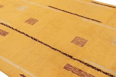 Vintage Turkish Distressed Rug in Gold with Geometric Patterns, from Rug & Kilim