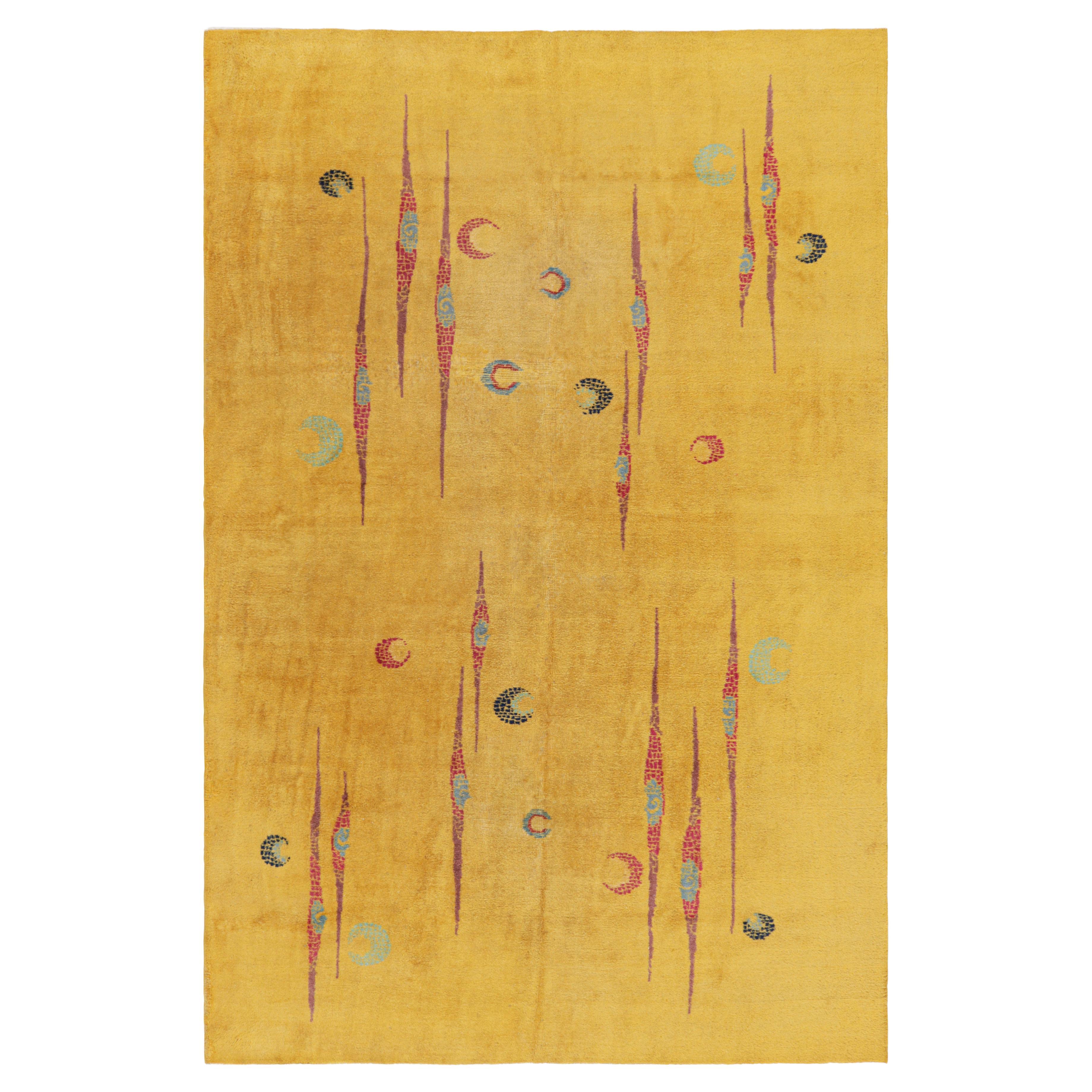 Vintage Zeki Müren Rug in Gold with Geometric Patterns  Rug & Kilim