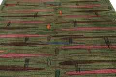 Vintage Zeki Müren Rug, Bold Modernist Geometric Patterns in Green - Rug & Kilim