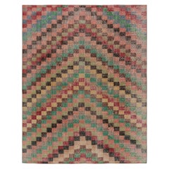 Vintage Turkish Distressed Rug with Colorful Diamond Patterns  - Rug & Kilim