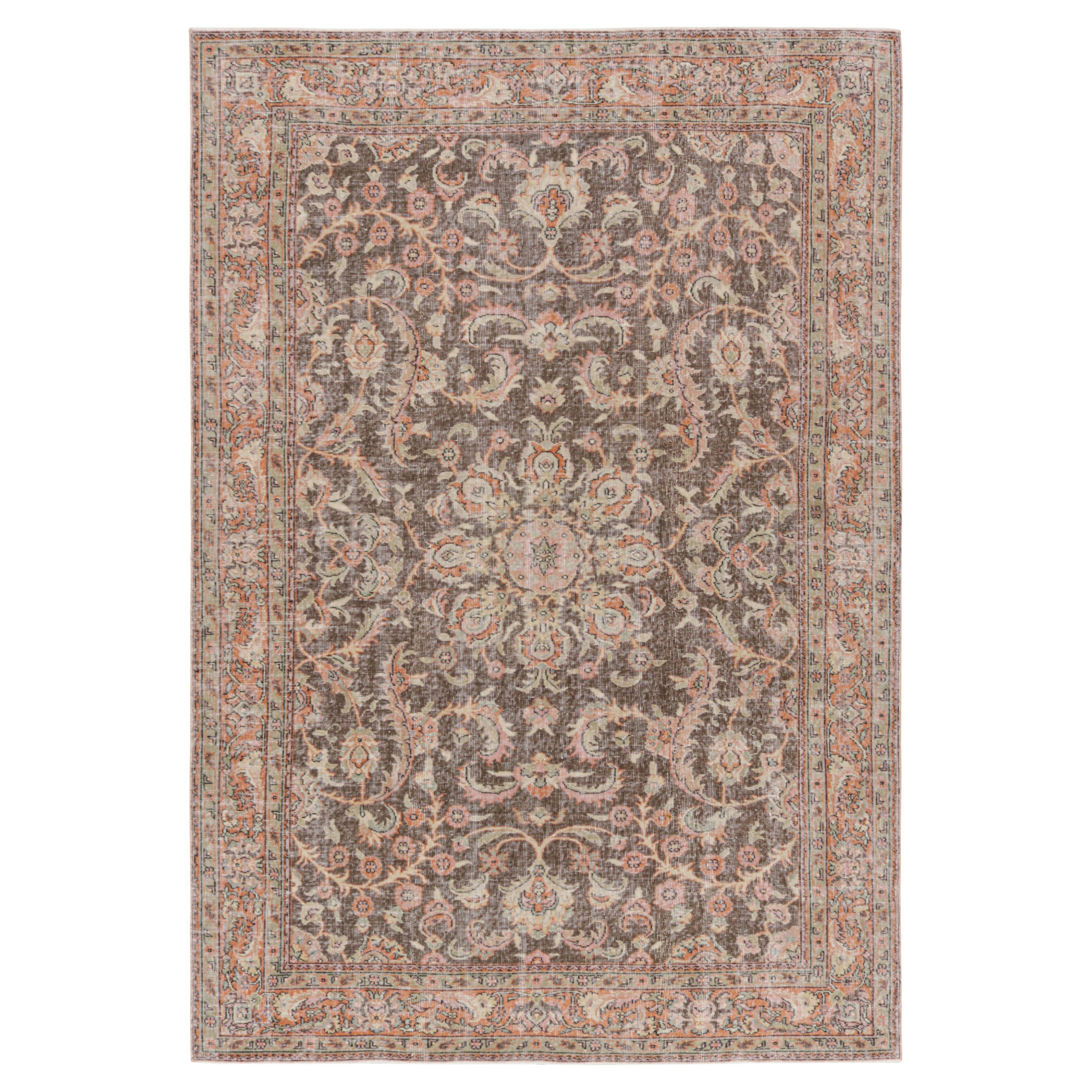 Vintage Turkish Distressed Rug with Colorful Floral Patterns, from Rug & Kilim