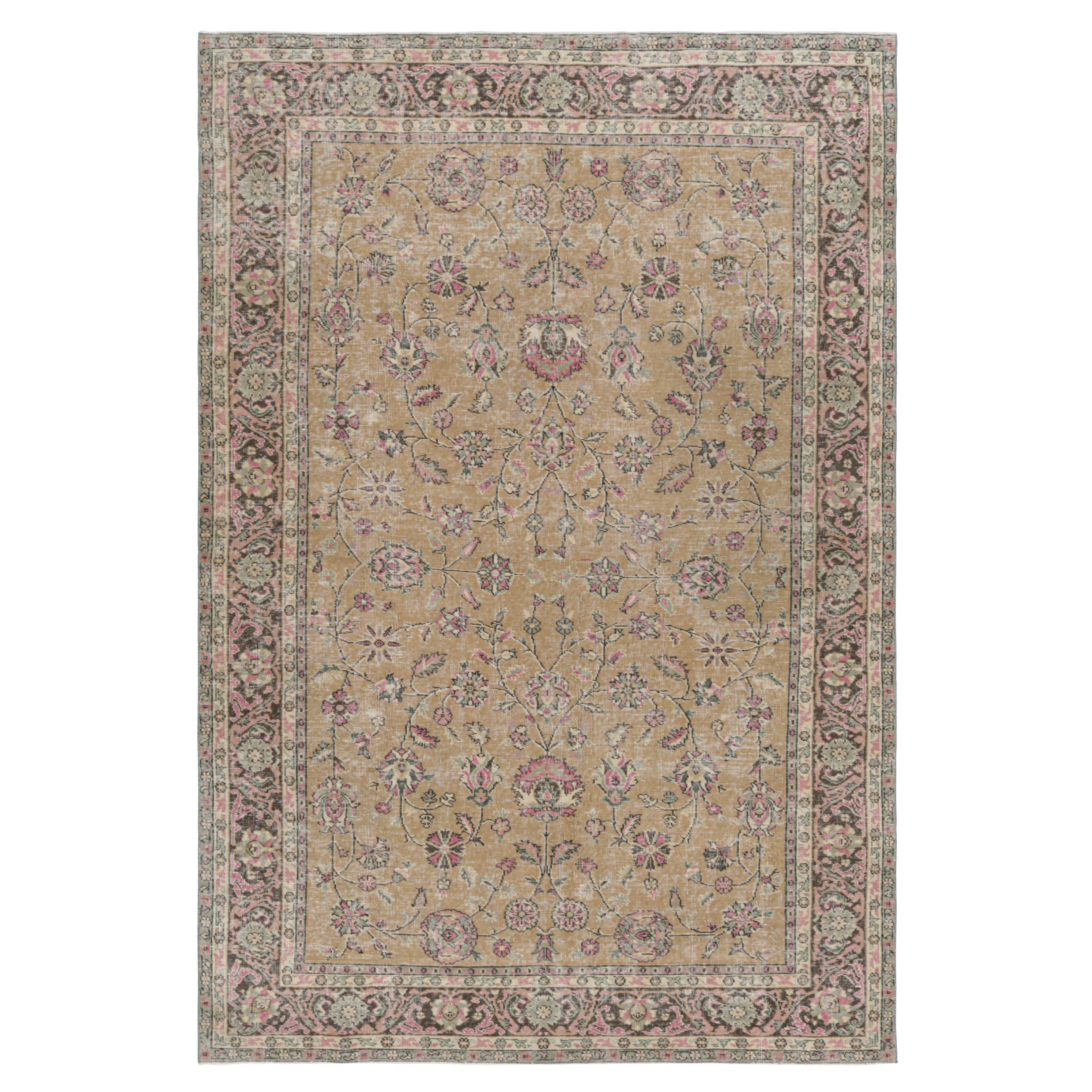 Vintage Turkish Distressed Rug with Colorful Floral Patterns, from Rug & Kilim