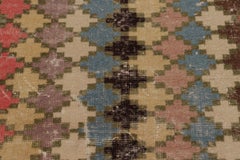 Vintage Turkish Distressed Rug with Polychromatic Diamond Patterns - Rug & Kilim