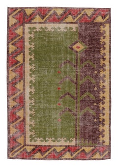 Vintage Turkish Distressed Rug with Rhythmic Geometric Motifs - Rug & Kilim