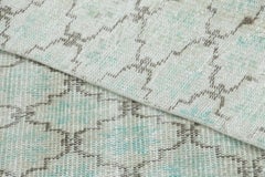 Vintage Turkish Distressed Runner in Blue with Trellis Pattern - Rug & Kilim