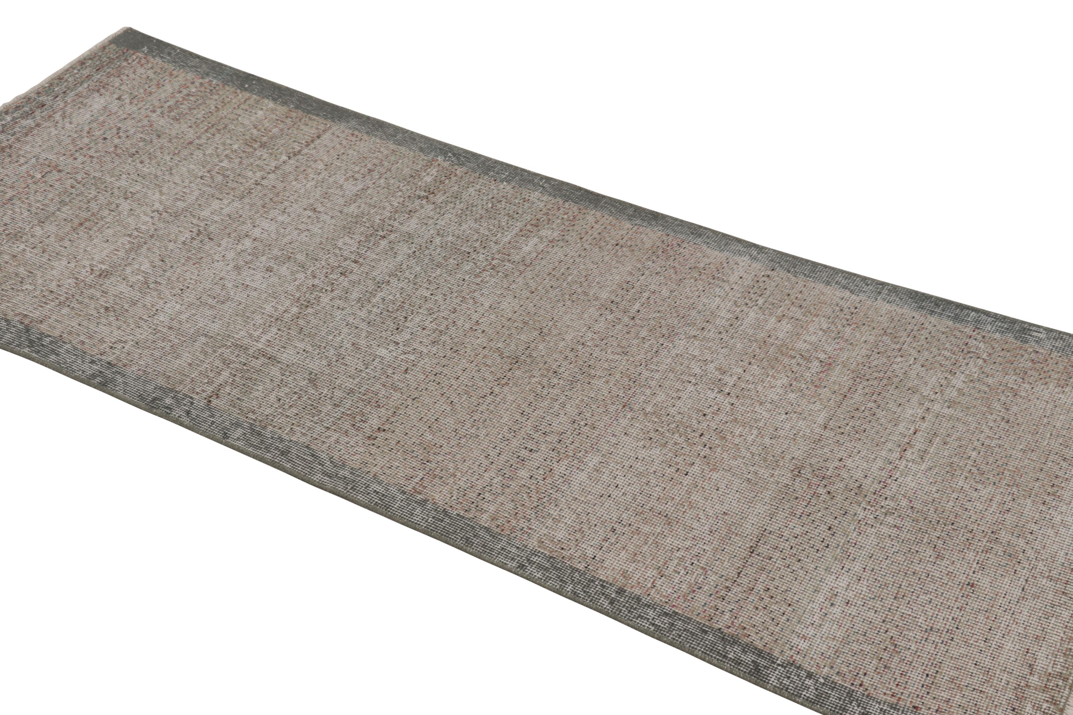 Mid-20th Century Vintage Turkish Distressed Solid Runner in Gray and Brown Tones- Rug & Kilim For Sale