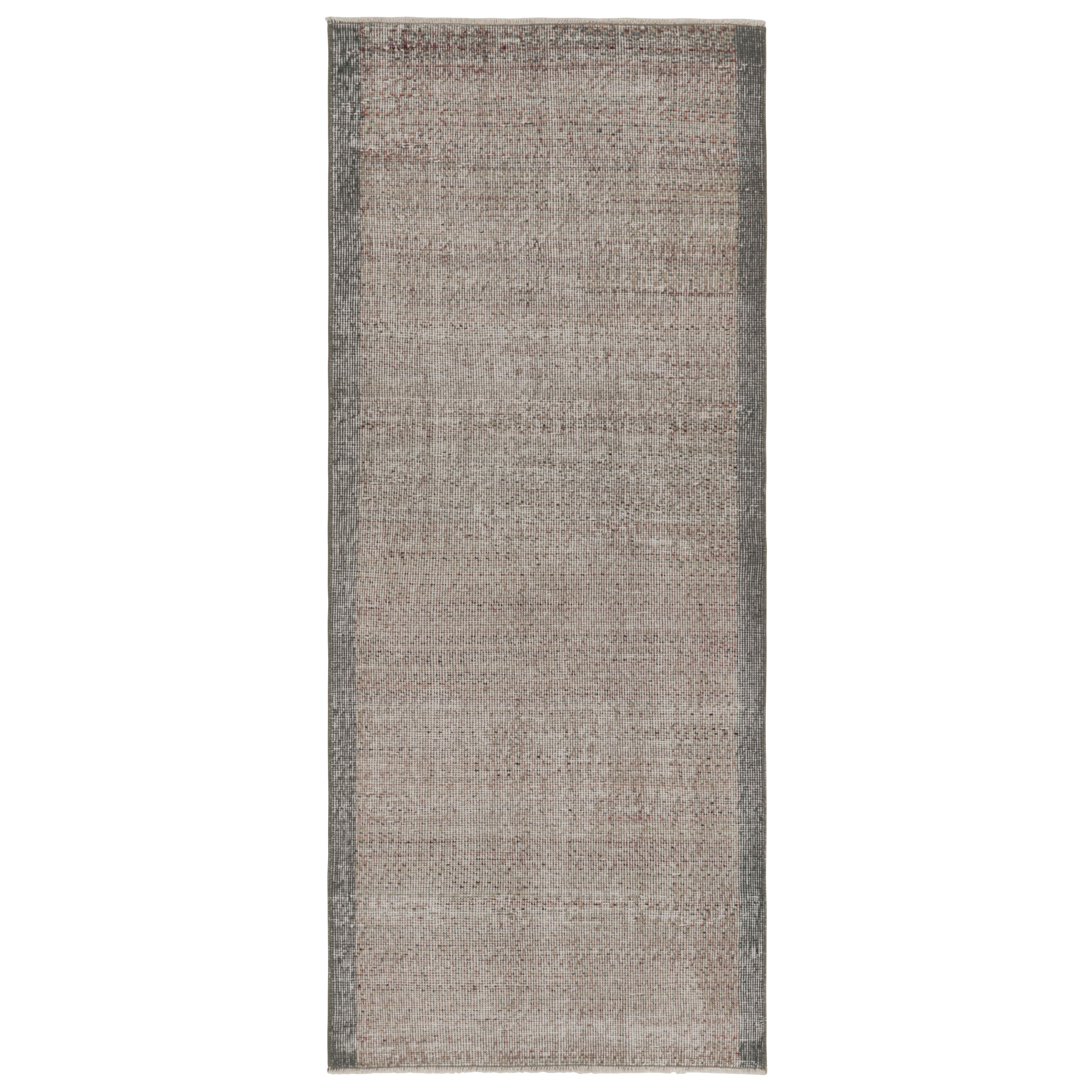 Vintage Turkish Distressed Solid Runner in Gray and Brown Tones- Rug & Kilim For Sale