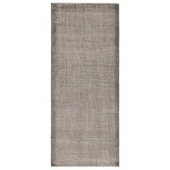 Vintage Turkish Distressed Solid Runner in Gray and Brown Tones- Rug & Kilim