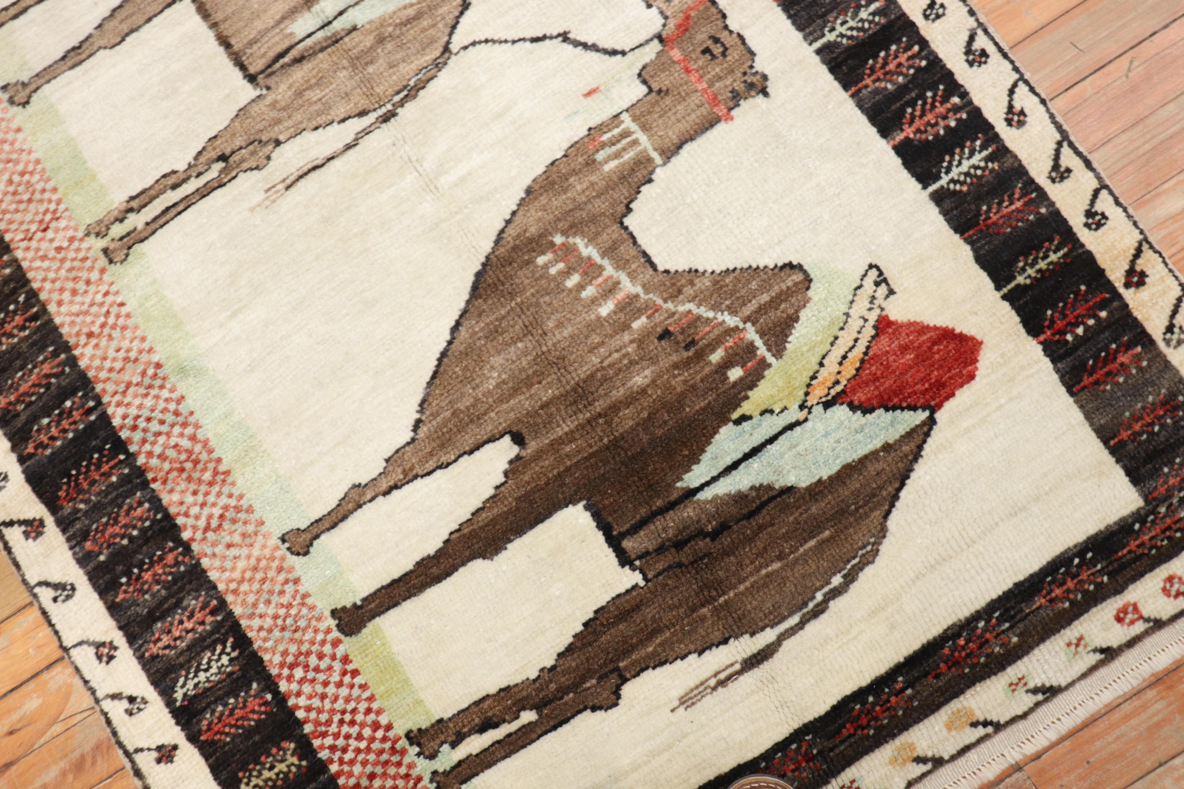 Vintage Türkisch Esel Kamel Tier Teppich (Handgewebt) im Angebot