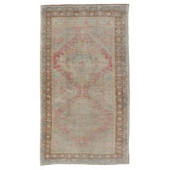 Türkisches Doppelmedaillon Oushak im Vintage-Stil in neutralen Erdtönen, 4'5 x 8'0