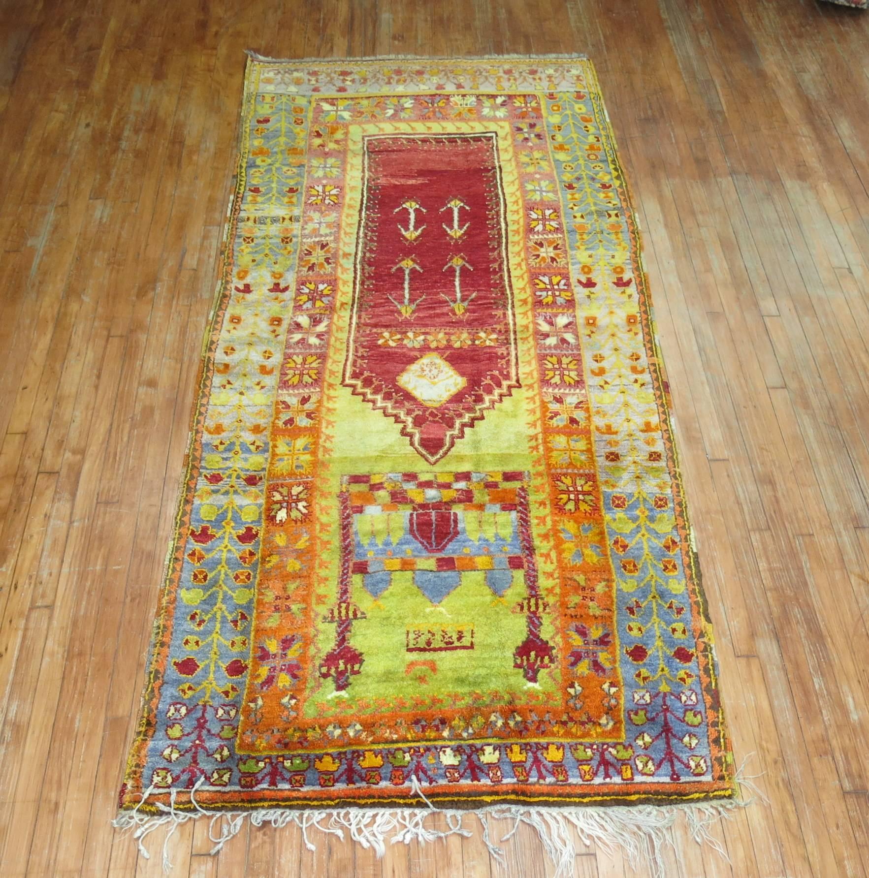 Hand-Woven Vintage Turkish Eclectic Anatolian Rug For Sale
