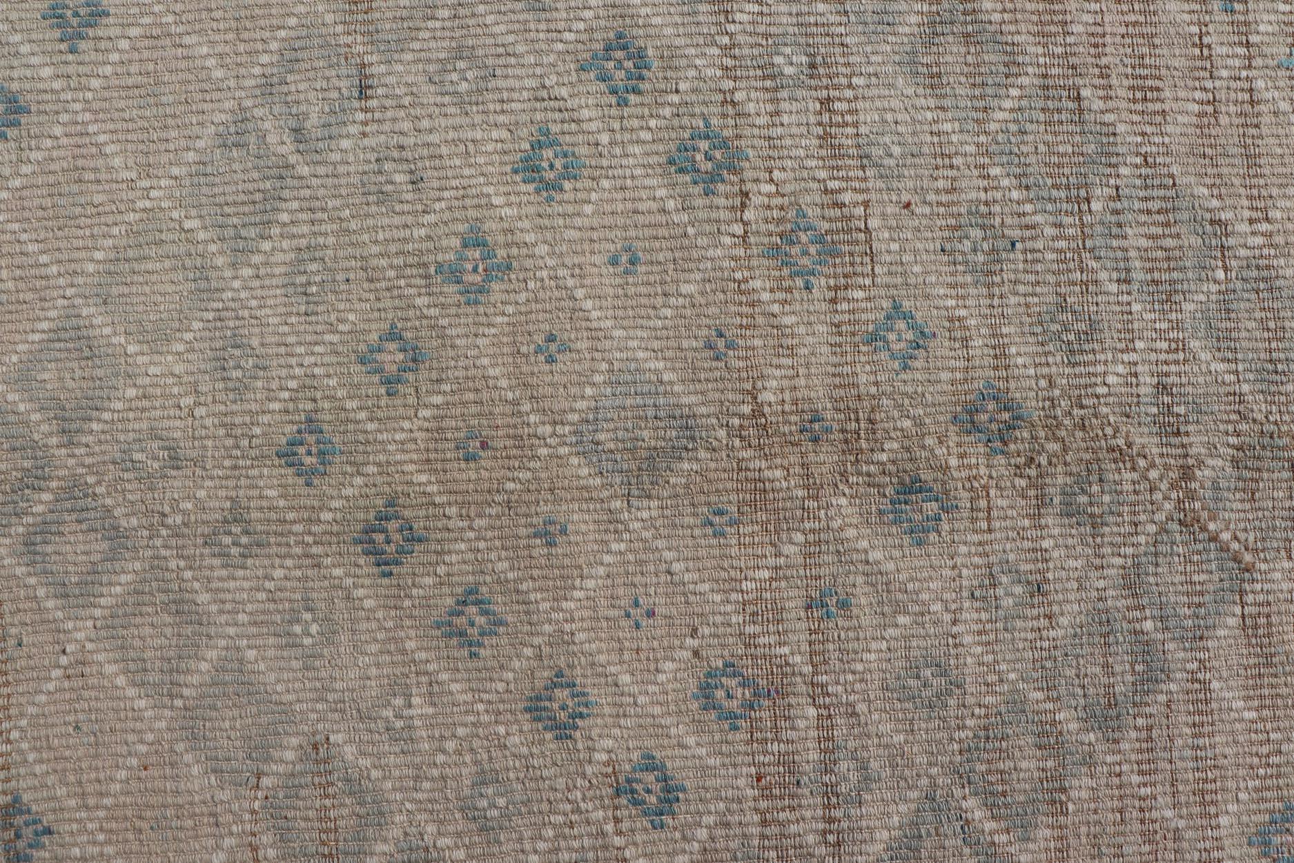 Vintage Turkish Embroidered Flat-Weave Rug Diamond Shape Geometric Design 3