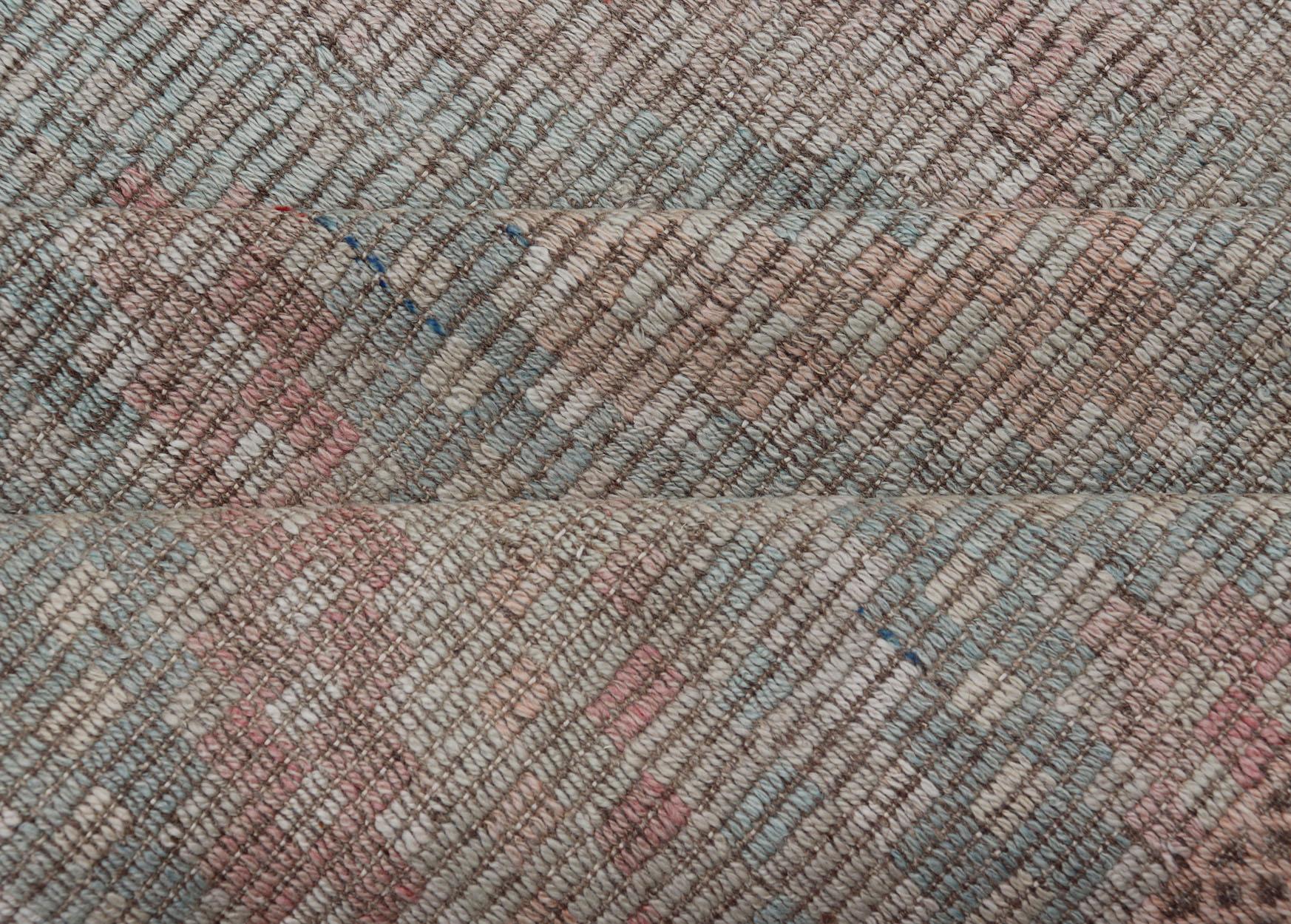 Türkischer bestickter Flachgewebe-Teppich mit geometrischem Muster aus der Türkei im Angebot 4