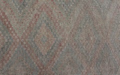 Vintage Turkish Embroidered Flat-Weave Rug with Geometric Design