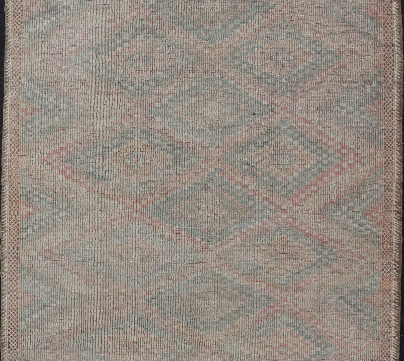 Türkischer bestickter Flachgewebe-Teppich mit geometrischem Muster aus der Türkei im Zustand „Gut“ im Angebot in Atlanta, GA