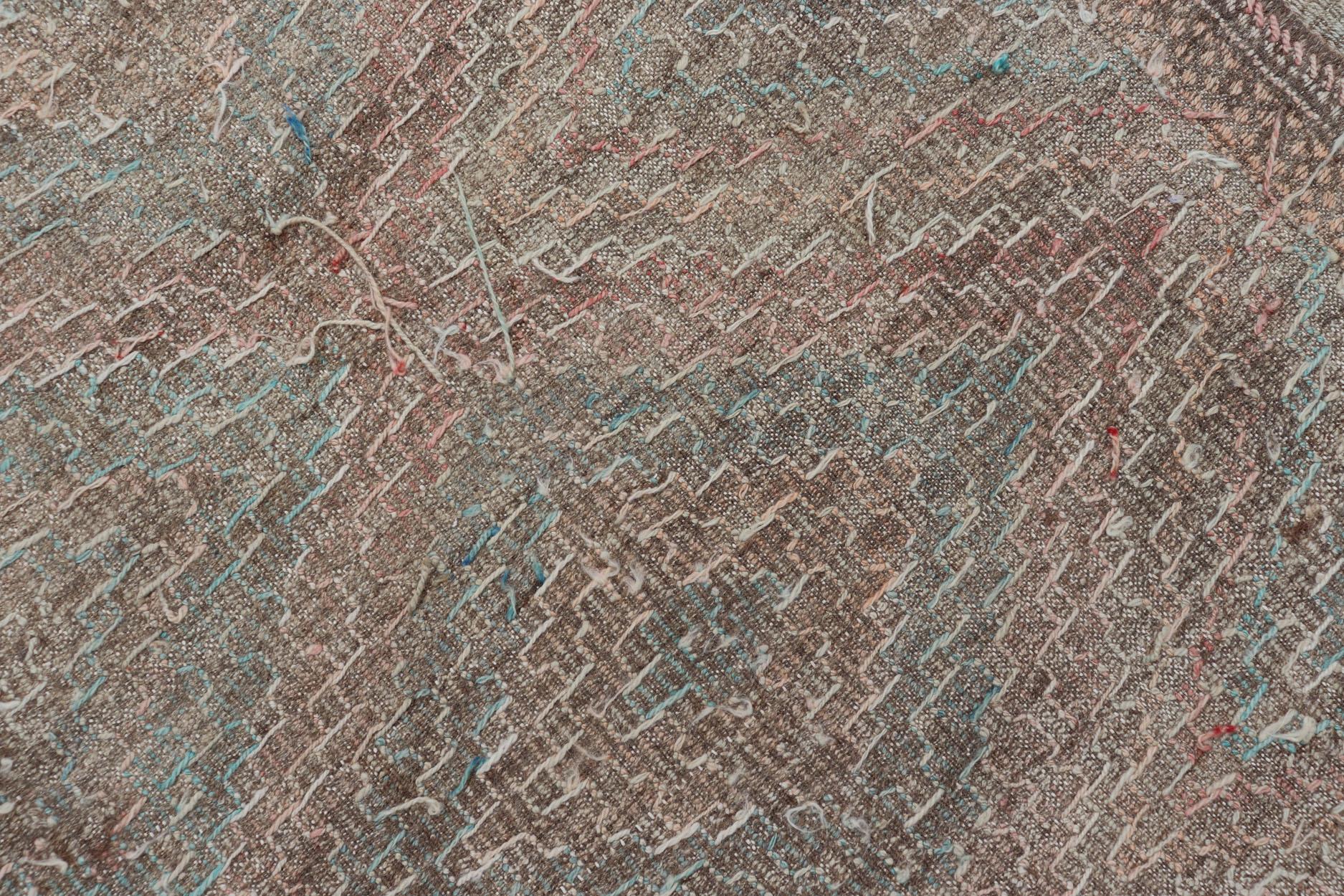 Türkischer bestickter Flachgewebe-Teppich mit geometrischem Muster aus der Türkei (Wolle) im Angebot