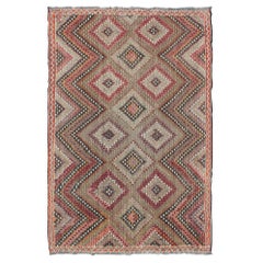 Ricamo turco vintage a trama piatta con motivo a diamante e a Zig Zag