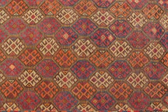 Vintage Turkish Embroidered Gallery Kilim Runner with All-Over Design