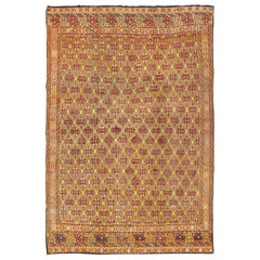 Tapis Kilim turc vintage brodé avec motif de diamants en vert chartreuse