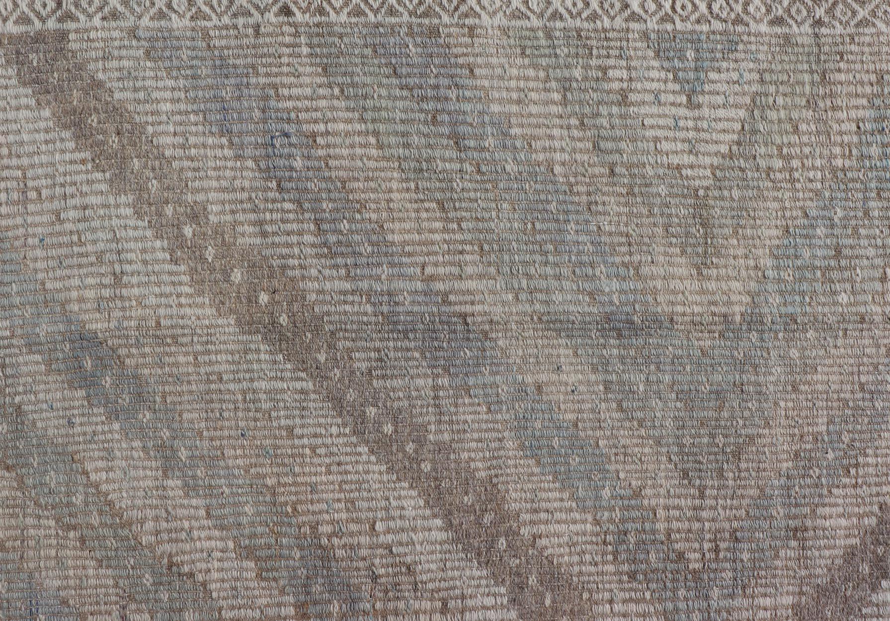 Vintage Turkish Embroidered Kilim Rug with All-Over Repeating Diamond Design For Sale 1