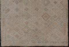 Vintage Turkish Embroidered Kilim with All-Over Geometric Diamond Design