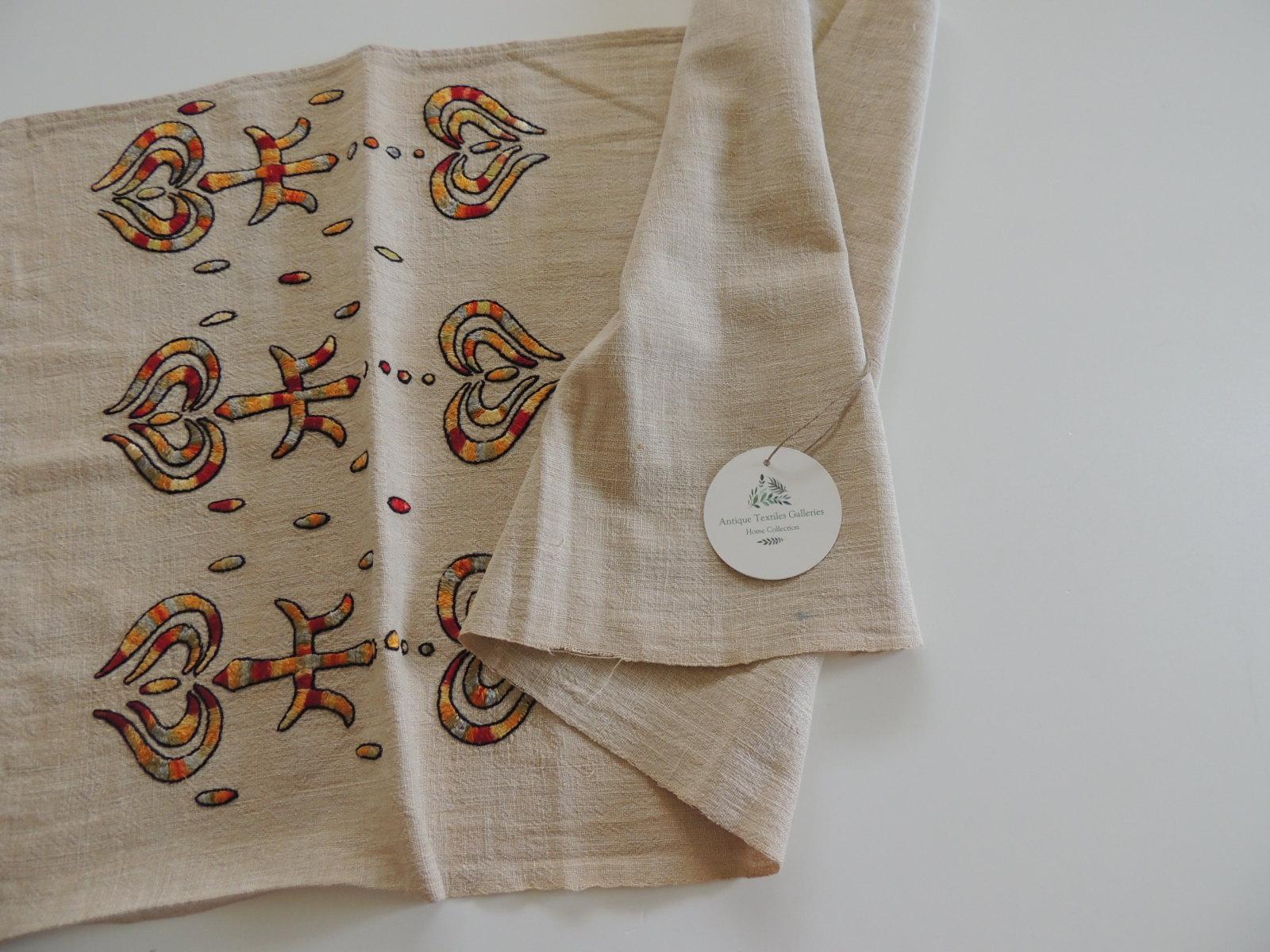 Hand-Crafted Vintage Turkish Embroidered Linen and Silk Textile