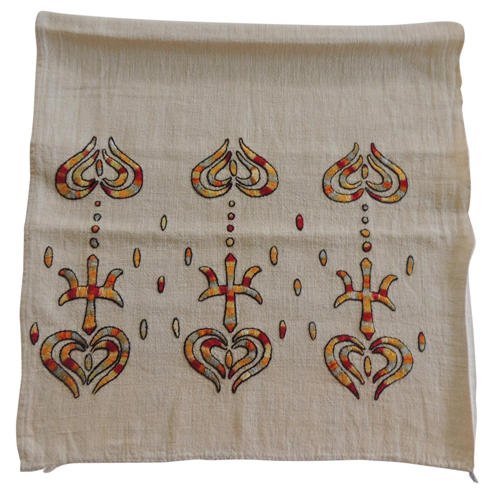 Vintage Turkish Embroidered Linen and Silk Textile