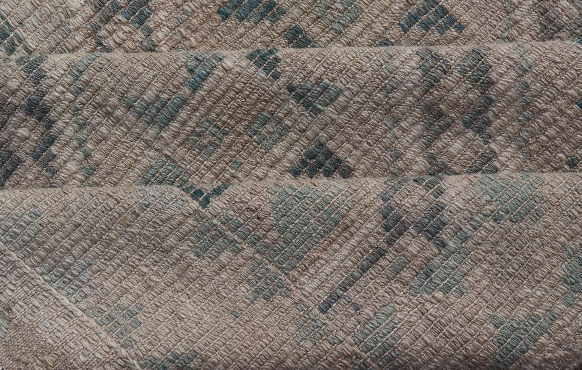 Tappeto turco vintage ricamato con disegno geometrico a diamante in verde, 6'5 x 10 in vendita 1