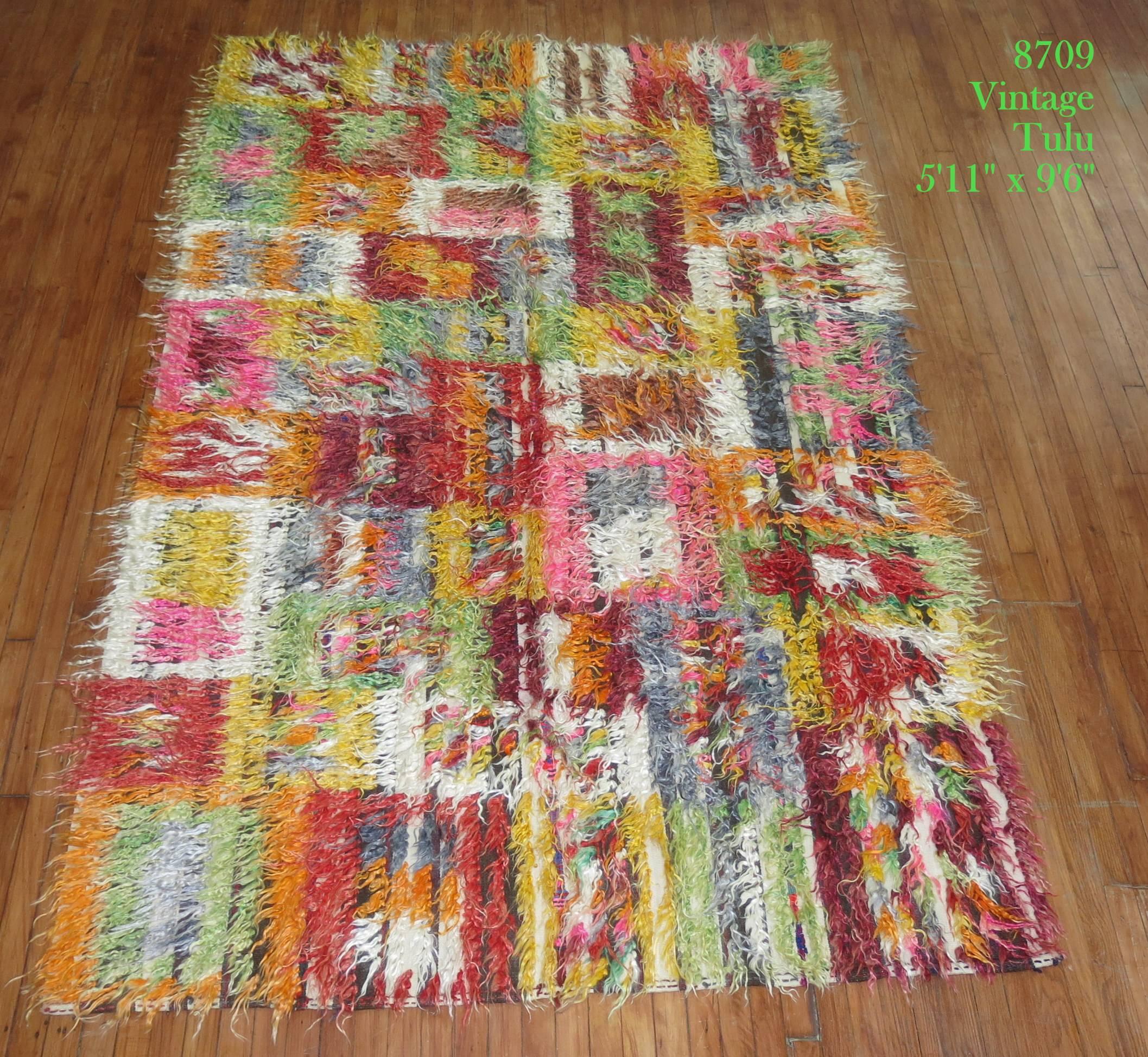 Zabihi Collection Wild Vintage Turkish Filiki Shag Rug In Good Condition For Sale In New York, NY