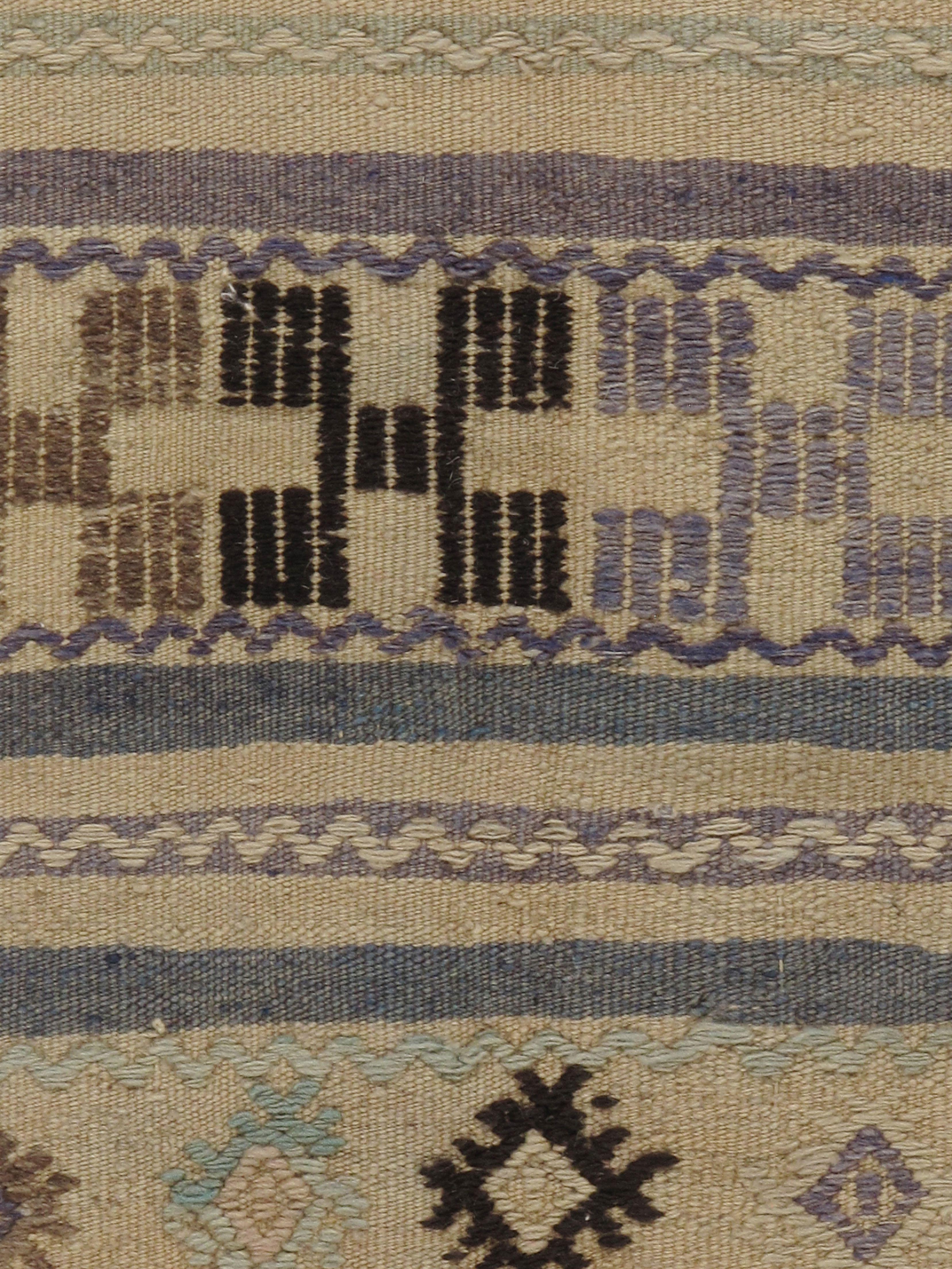 Vintage Turkish Flat-Weave Jajim Kilim Rug  5'1 x 7'8 In Good Condition For Sale In New York, NY