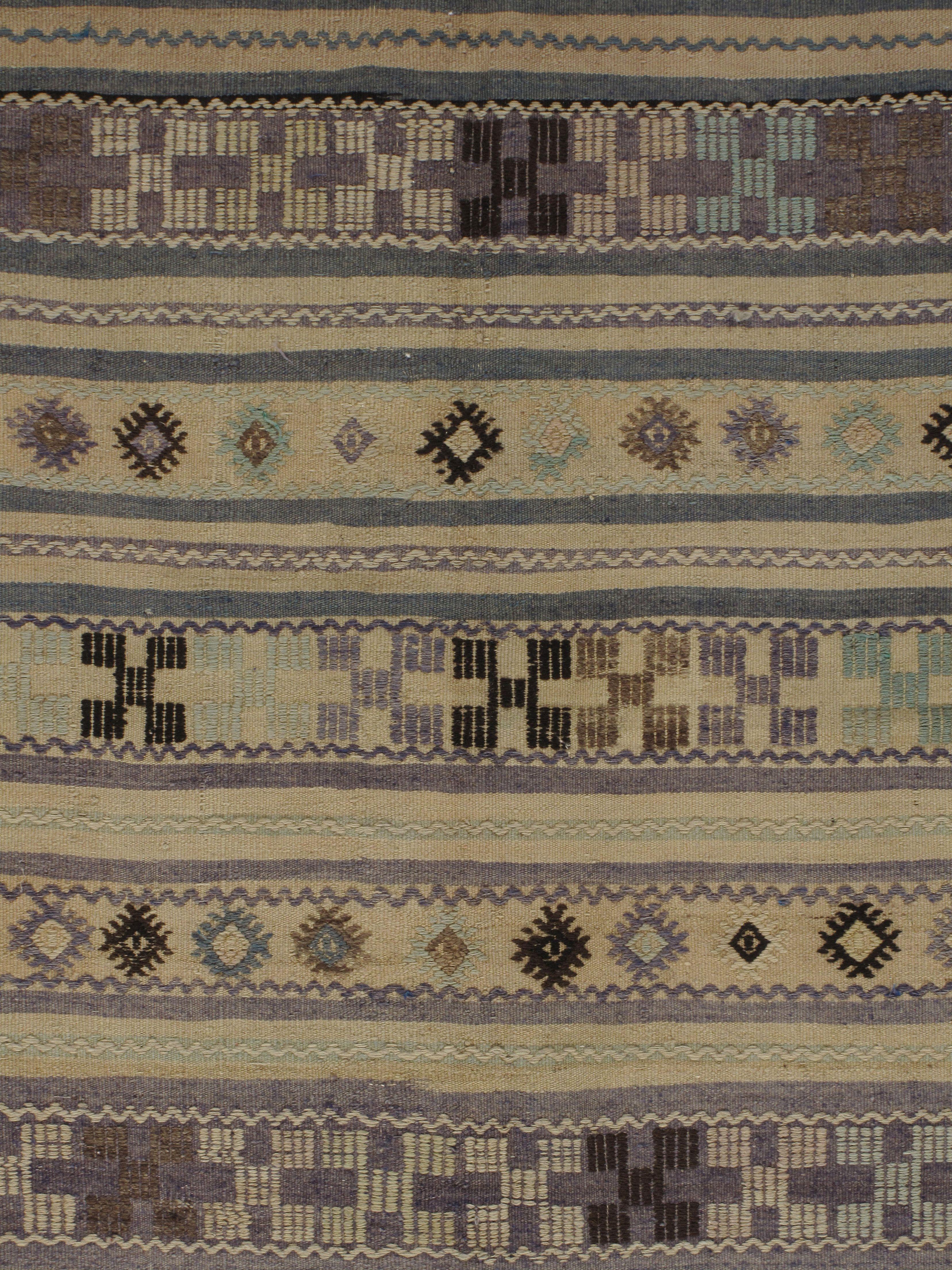 Türkischer Flachgeweber Jajim Kelim-Teppich im Vintage-Stil  5'1 x 7'8 im Angebot 3