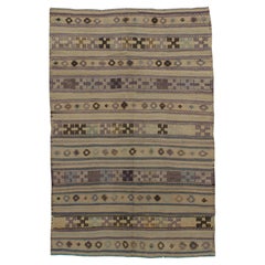 Vintage Turkish Flat-Weave Jajim Kilim Rug  5'1 x 7'8