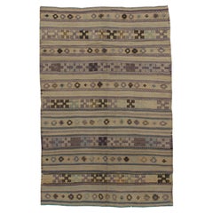 Alfombra turca vintage de tejido plano Jajim Kilim  5'1 x 7'8