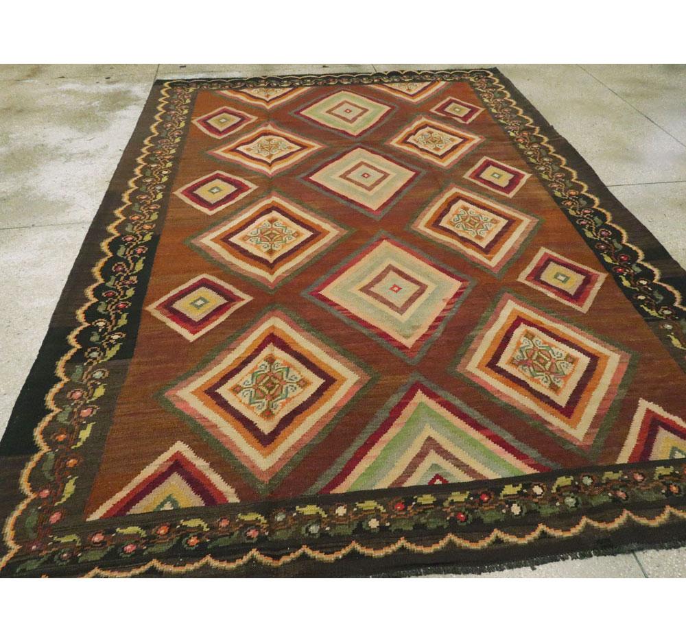 Vintage Turkish Flat-Weave Kilim Rug In Good Condition For Sale In New York, NY