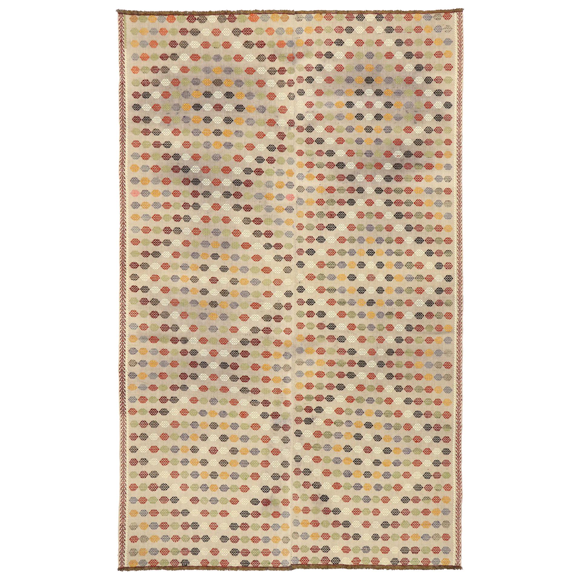 Vintage Turkish Flat-weave Kilim Rug with Modern Southwestern Bohemian Style