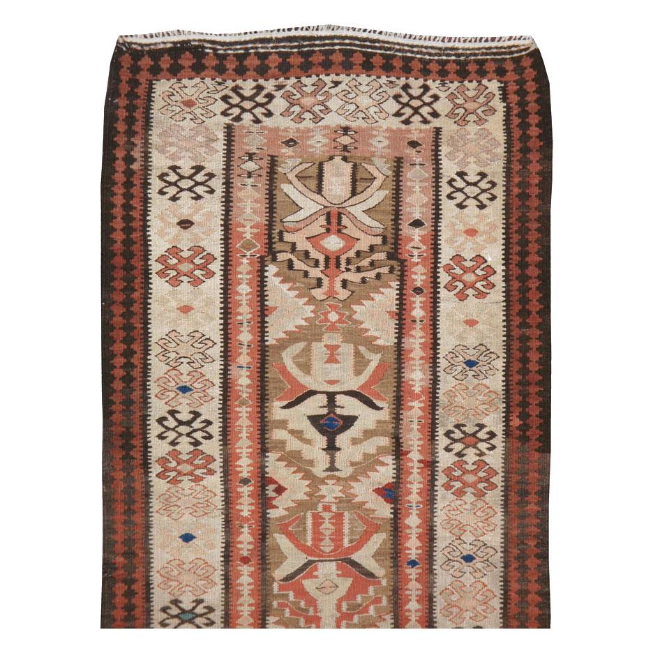 Hand-Woven Vintage Turkish Flat-Weave Kilim Runner