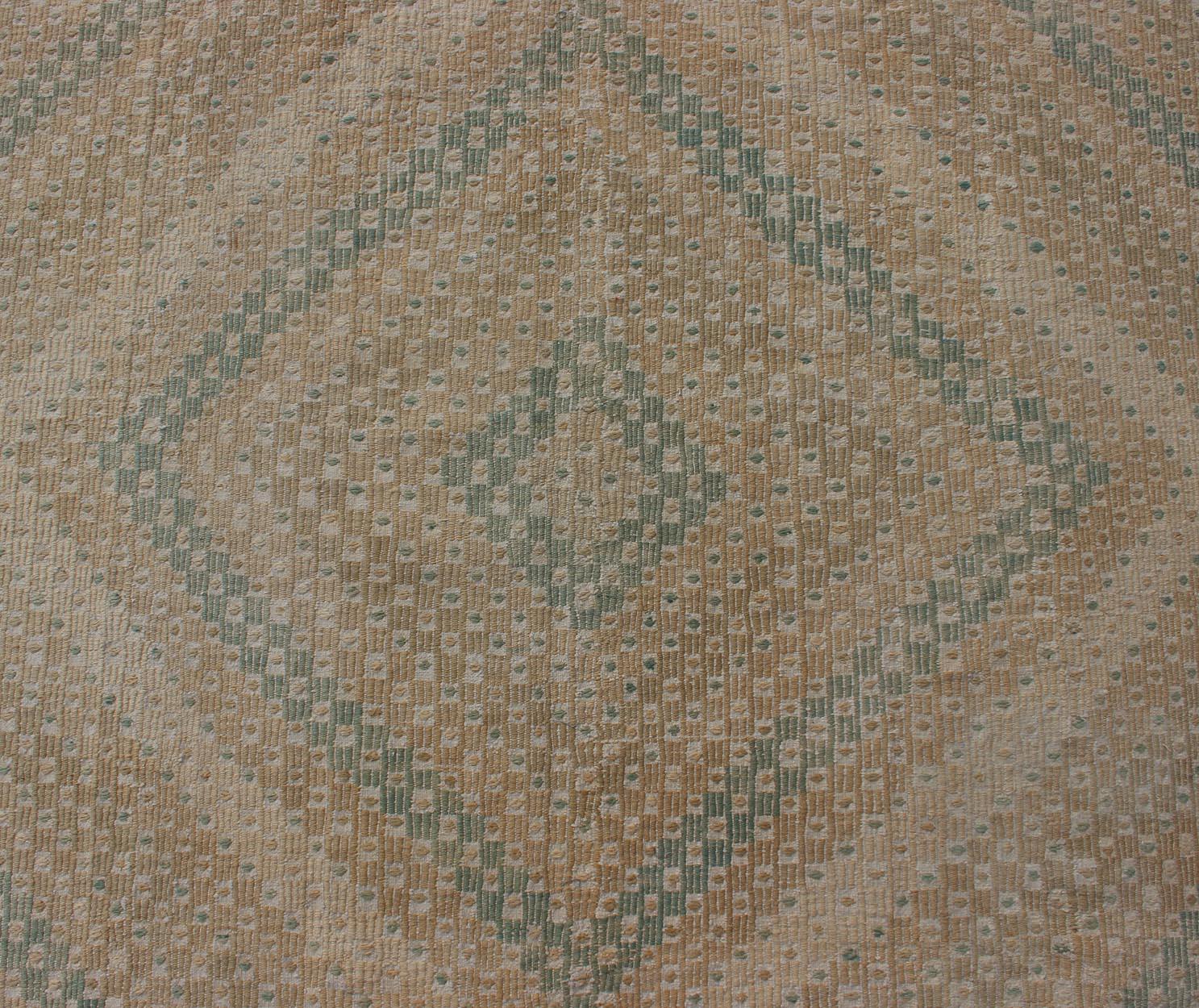 Vintage Turkish Flat-Weave Kilim with Diamond Geometric Design in Taupe, Tan For Sale 1