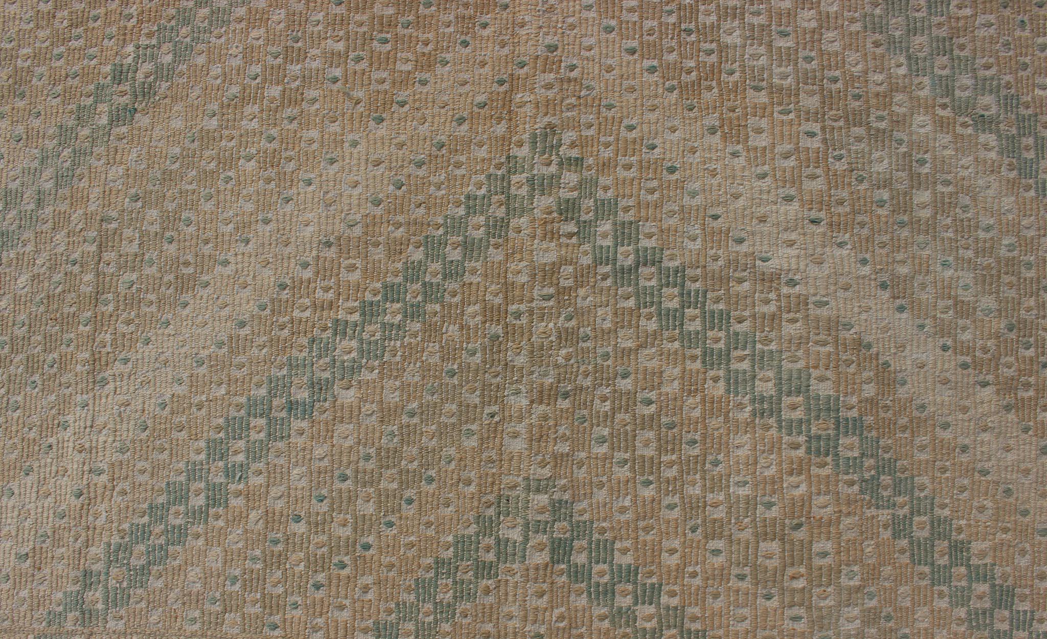 Vintage Turkish Flat-Weave Kilim with Diamond Geometric Design in Taupe, Tan For Sale 2