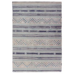 Retro Turkish Flat-Weave L. Green, Taupe, butter, Lavender & Ink Blue
