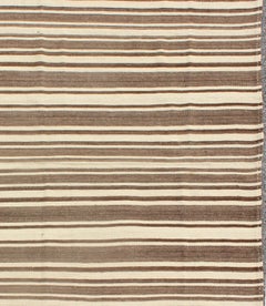 Vintage Turkish Flat-Weave Muted Colored Kilim in Taupe, Brown and Cream